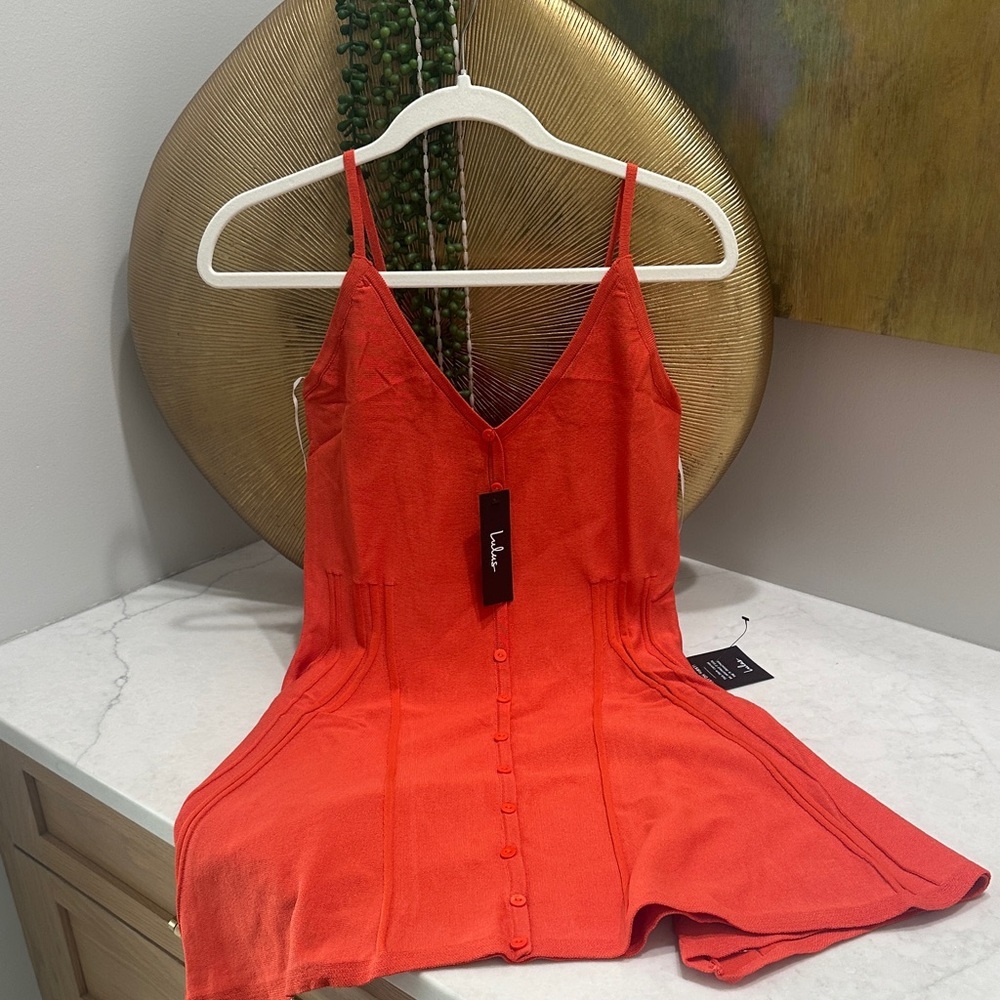 Beautiful Orange Button-Down Sleeveless Dress